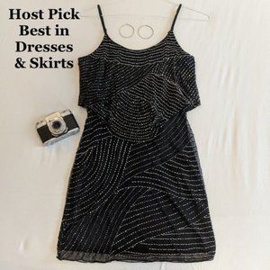 J Kara Beaded Black Dress